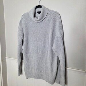 J. CREW Solid Grey Knit Cotton Cashmere Turtleneck Sweater